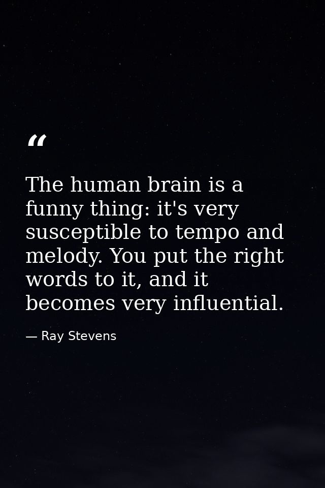 The human brain is a funny thing: it's very susceptible to tempo and melody. You put the right words to it, and it becom — Ray Stevens