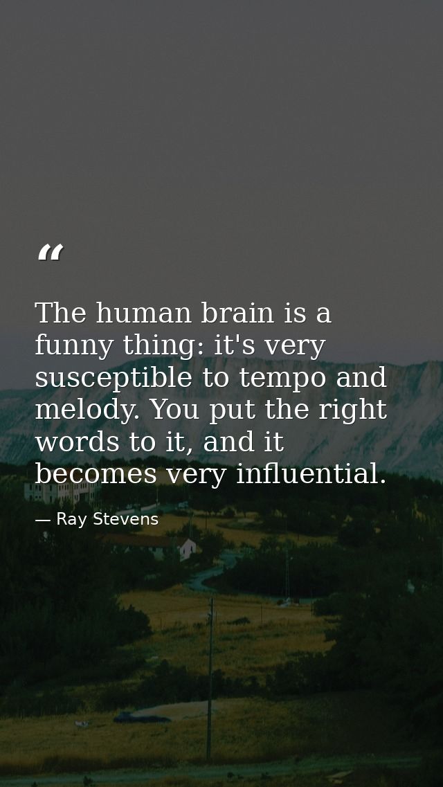 The human brain is a funny thing: it's very susceptible to tempo and melody. You put the right words to it, and it becom — Ray Stevens