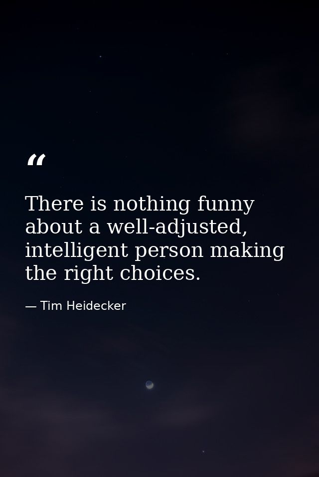 There is nothing funny about a well-adjusted, intelligent person making the right choices. — Tim Heidecker