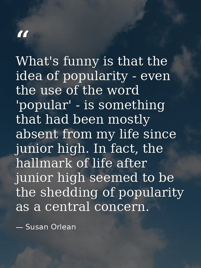 What's funny is that the idea of popularity - even the use of the word 'popular' - is something that had been mostly abs — Susan Orlean