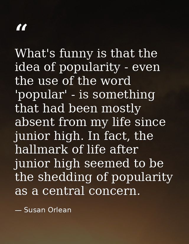 What's funny is that the idea of popularity - even the use of the word 'popular' - is something that had been mostly abs — Susan Orlean