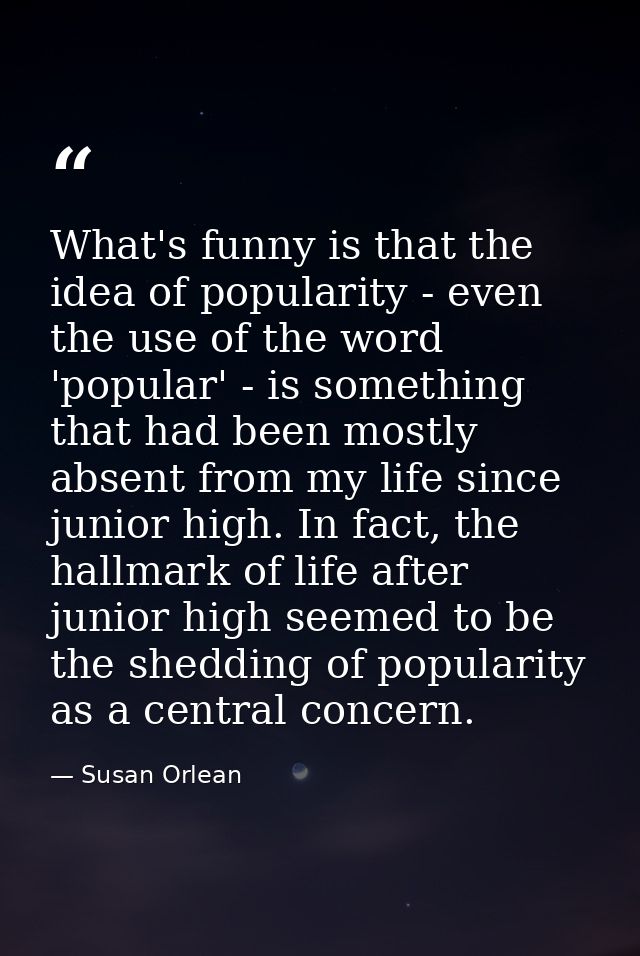 What's funny is that the idea of popularity - even the use of the word 'popular' - is something that had been mostly abs — Susan Orlean