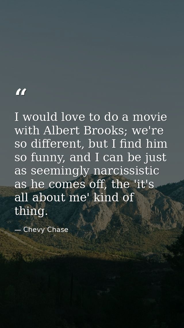 I would love to do a movie with Albert Brooks; we're so different, but I find him so funny, and I can be just as seeming — Chevy Chase