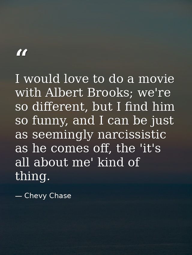I would love to do a movie with Albert Brooks; we're so different, but I find him so funny, and I can be just as seeming — Chevy Chase
