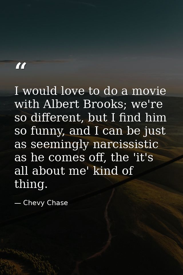I would love to do a movie with Albert Brooks; we're so different, but I find him so funny, and I can be just as seeming — Chevy Chase