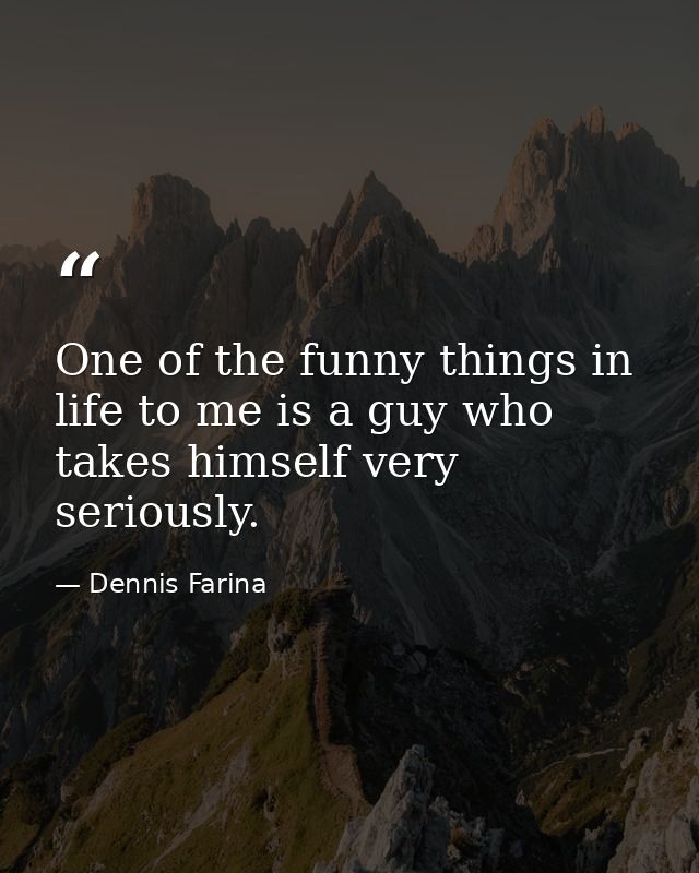 One of the funny things in life to me is a guy who takes himself very seriously. — Dennis Farina