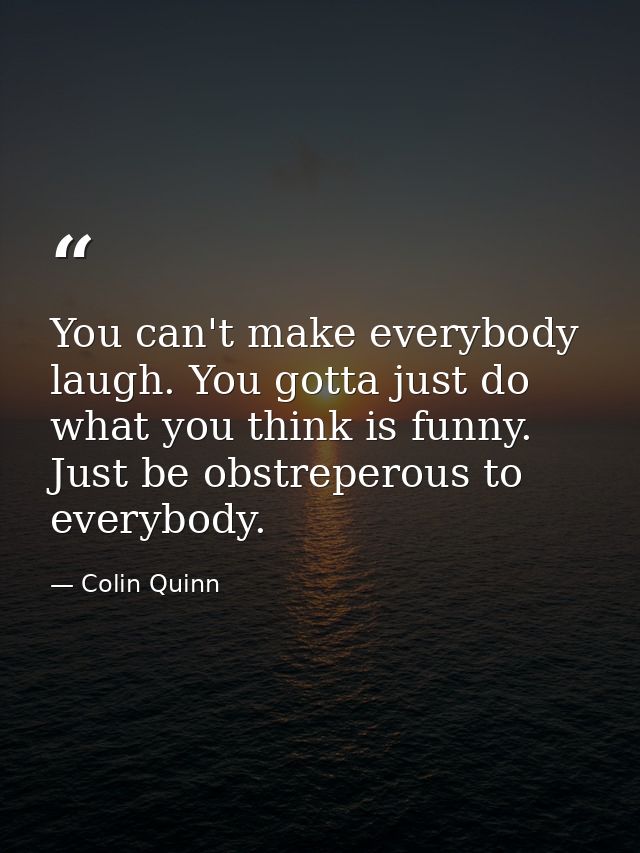 You can't make everybody laugh. You gotta just do what you think is funny. Just be obstreperous to everybody. — Colin Quinn