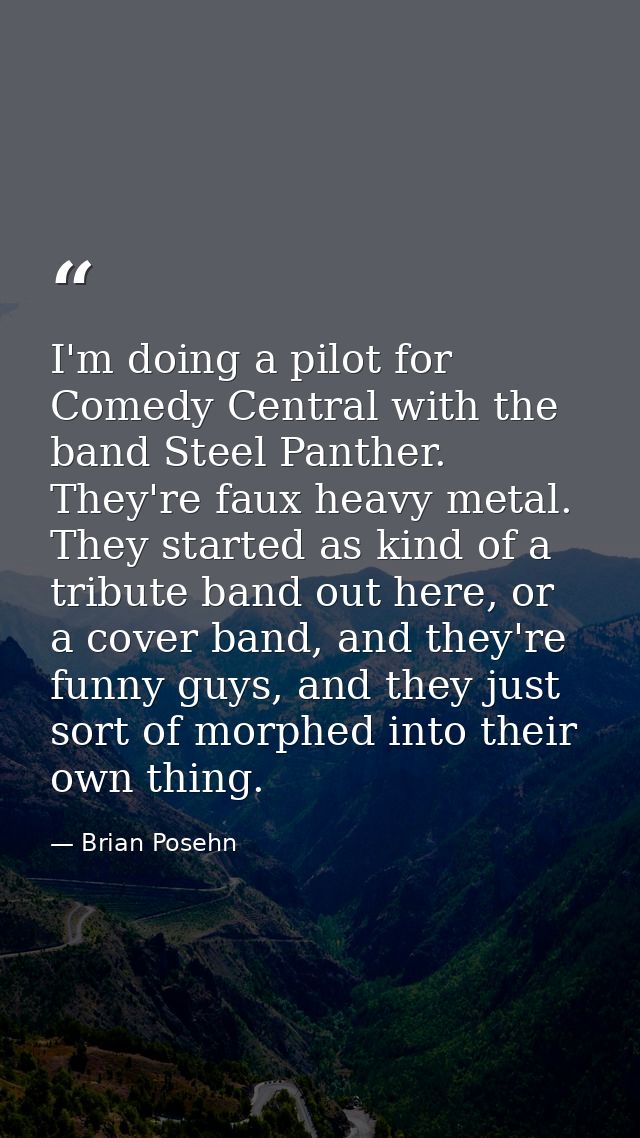 I'm doing a pilot for Comedy Central with the band Steel Panther. They're faux heavy metal. They started as kind of a tr — Brian Posehn