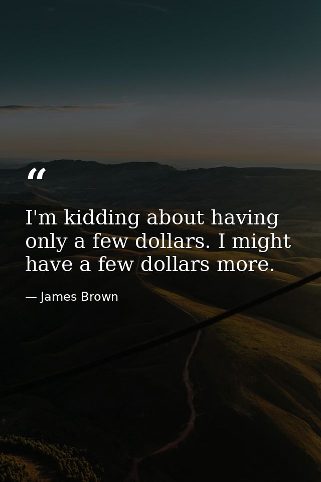 I'm kidding about having only a few dollars. I might have a few dollars more. — James Brown