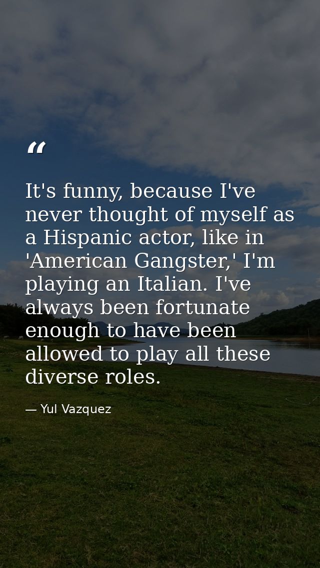 It's funny, because I've never thought of myself as a Hispanic actor, like in 'American Gangster,' I'm playing an Italia — Yul Vazquez