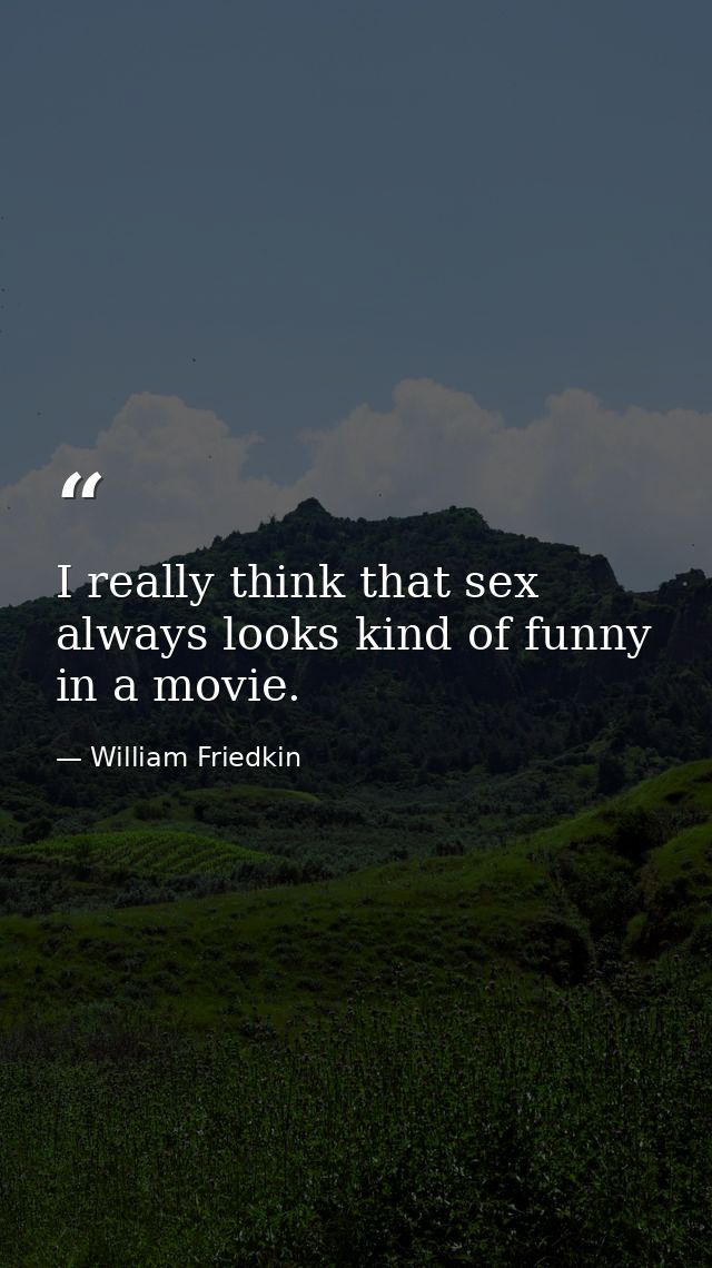 I really think that sex always looks kind of funny in a movie. — William Friedkin