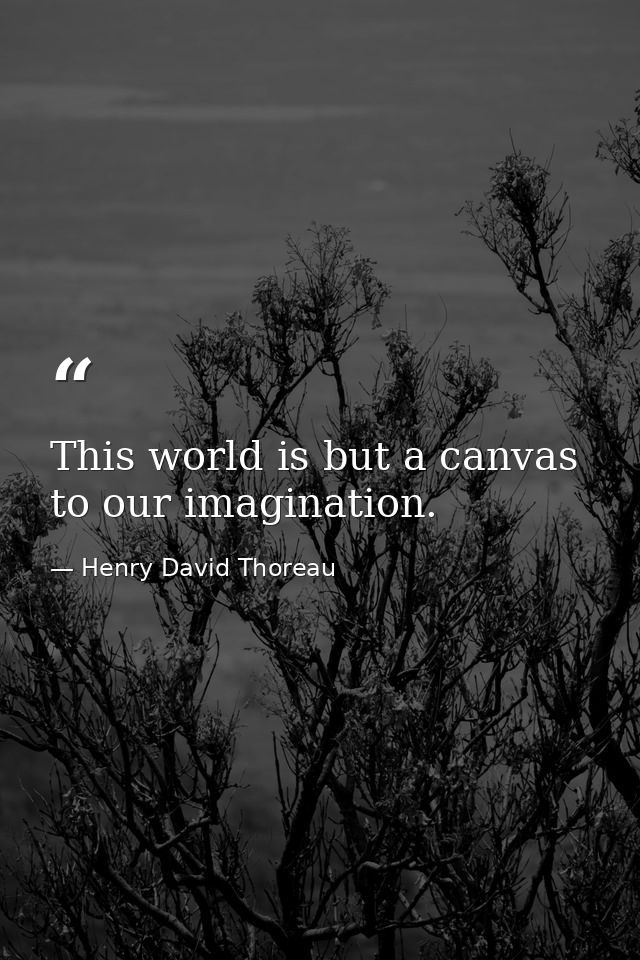 This world is but a canvas to our imagination. — Henry David Thoreau
