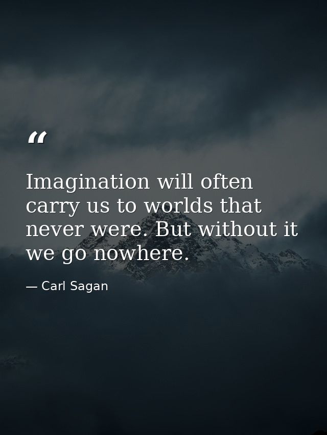 Imagination will often carry us to worlds that never were. But without it we go nowhere. — Carl Sagan