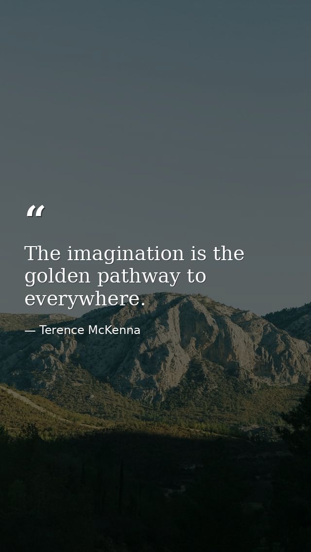 The imagination is the golden pathway to everywhere. — Terence McKenna