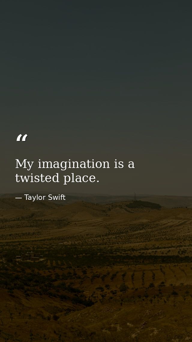 My imagination is a twisted place. — Taylor Swift