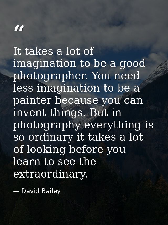 It takes a lot of imagination to be a good photographer. You need less imagination to be a painter because you can inven — David Bailey