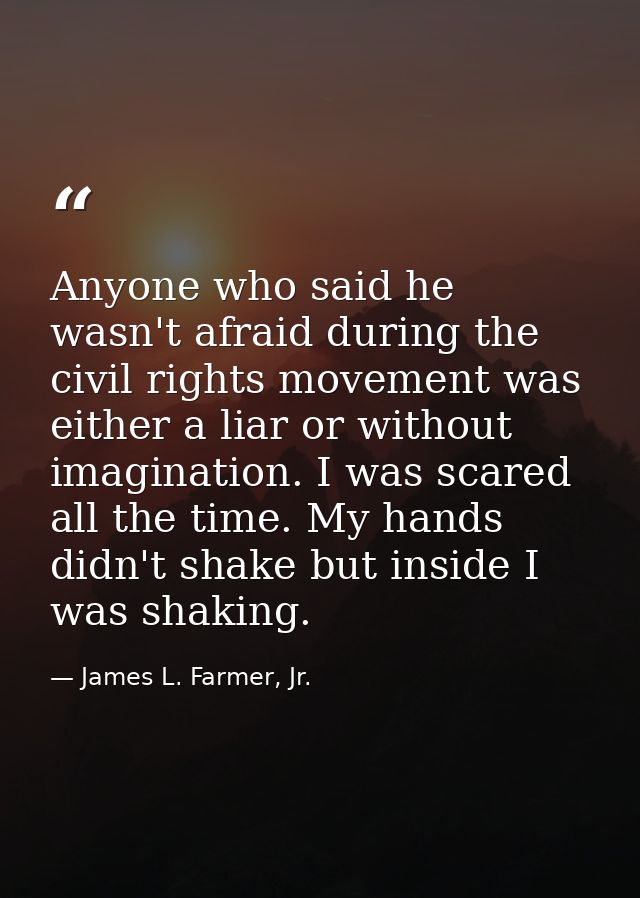 Anyone who said he wasn't afraid during the civil rights movement was either a liar or without imagination. I was scared — James L. Farmer, Jr.