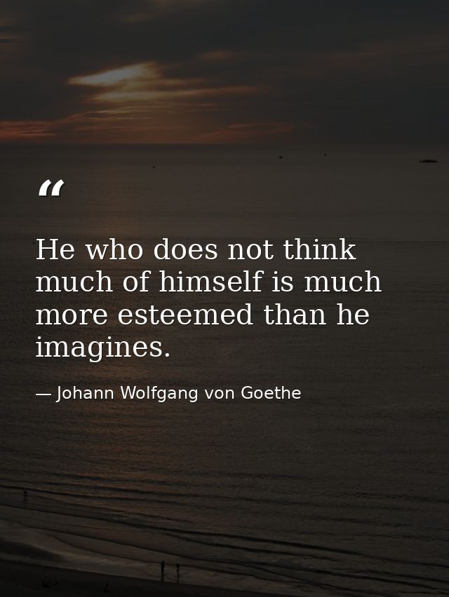 He who does not think much of himself is much more esteemed than he imagines. — Johann Wolfgang von Goethe