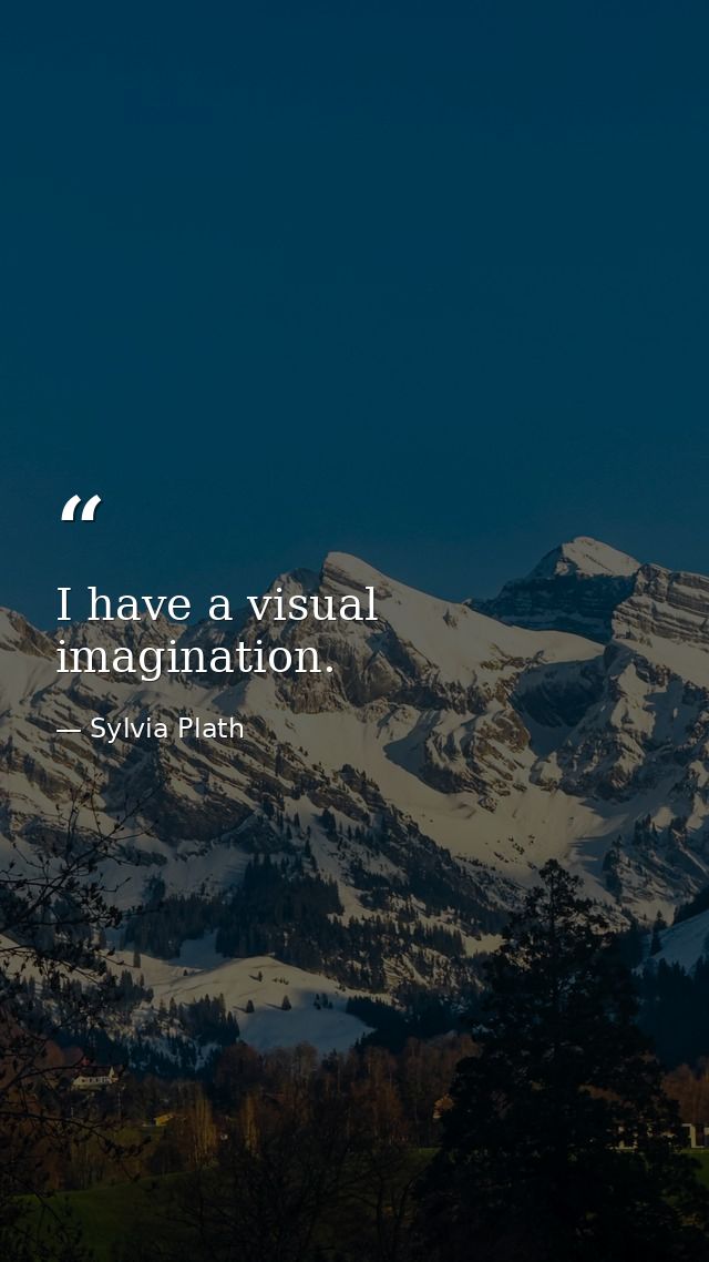 I have a visual imagination. — Sylvia Plath