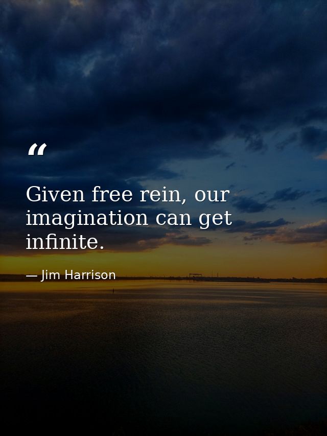 Given free rein, our imagination can get infinite. — Jim Harrison