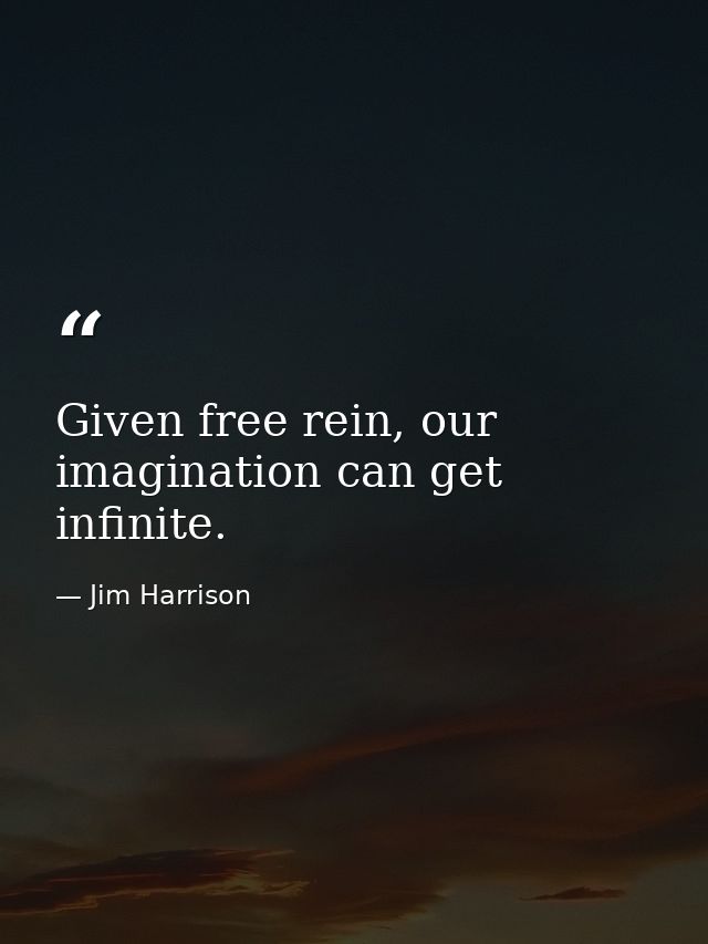 Given free rein, our imagination can get infinite. — Jim Harrison