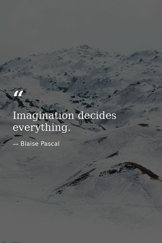 Imagination decides everything. — Blaise Pascal