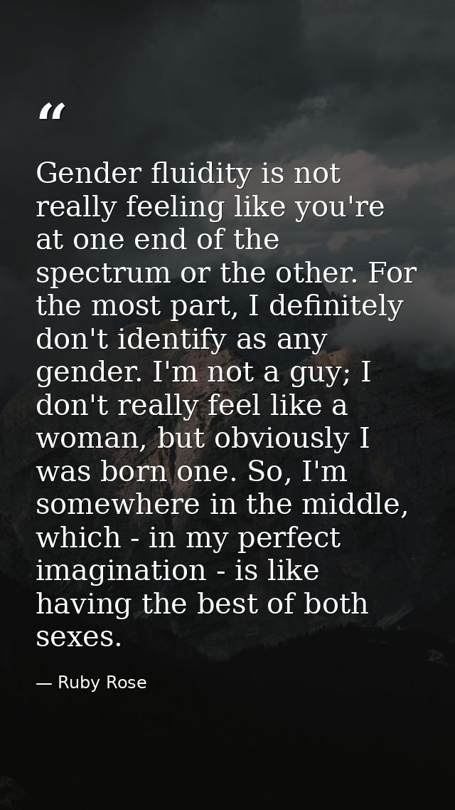 Gender fluidity is not really feeling like you're at one end of the spectrum or the other. For the most part, I definite — Ruby Rose