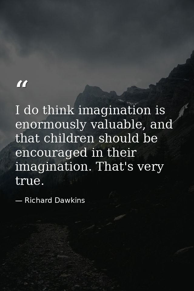 I do think imagination is enormously valuable, and that children should be encouraged in their imagination. That's very  — Richard Dawkins