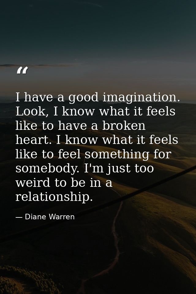 I have a good imagination. Look, I know what it feels like to have a broken heart. I know what it feels like to feel som — Diane Warren