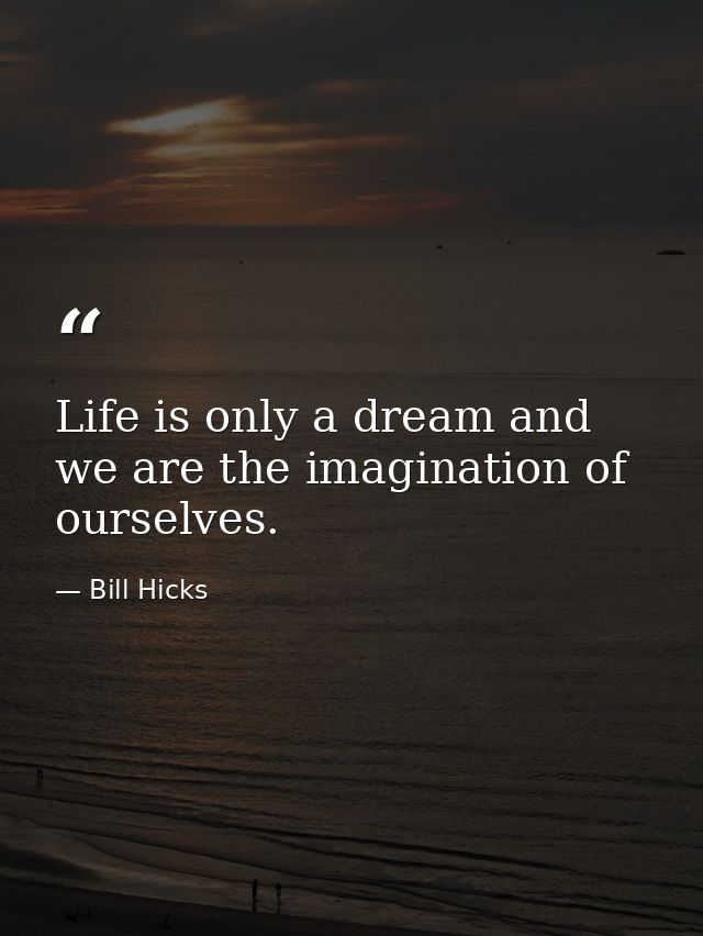 Life is only a dream and we are the imagination of ourselves. — Bill Hicks
