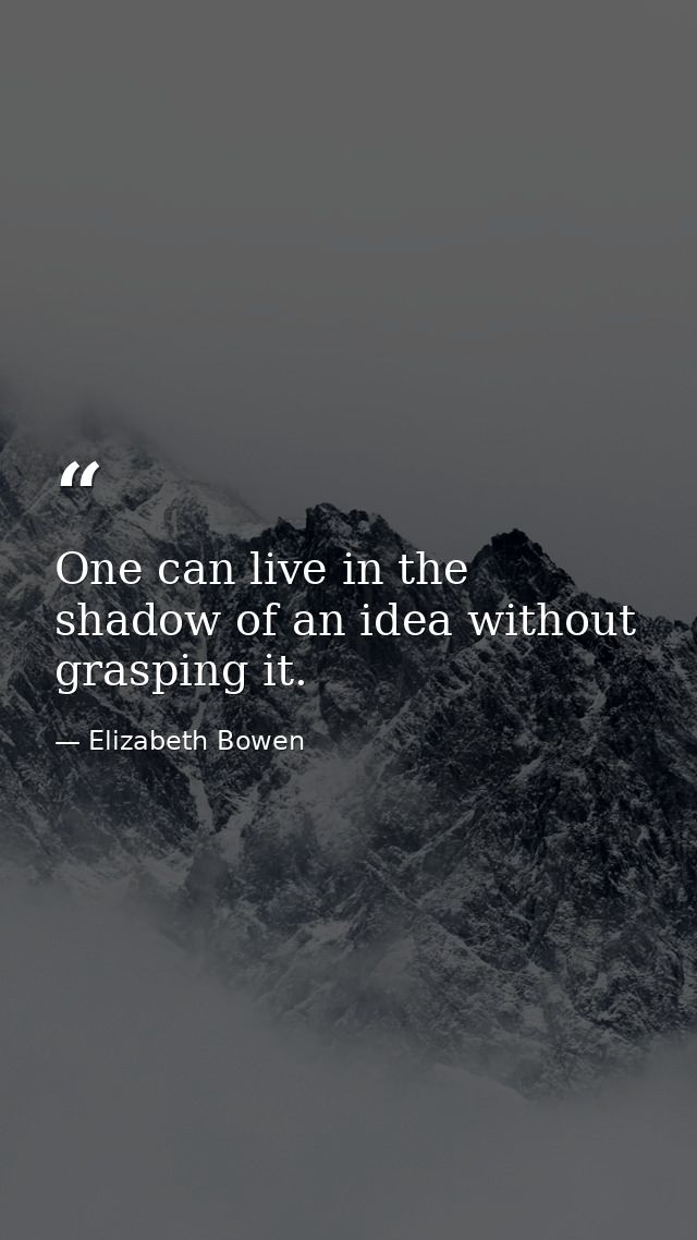 One can live in the shadow of an idea without grasping it. — Elizabeth Bowen