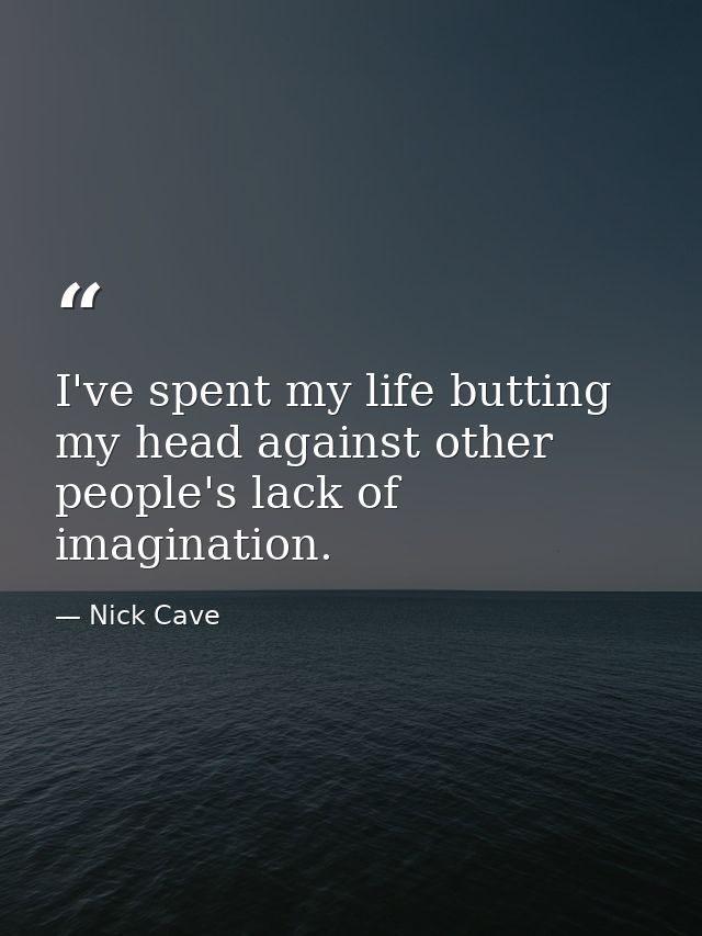 I've spent my life butting my head against other people's lack of imagination. — Nick Cave
