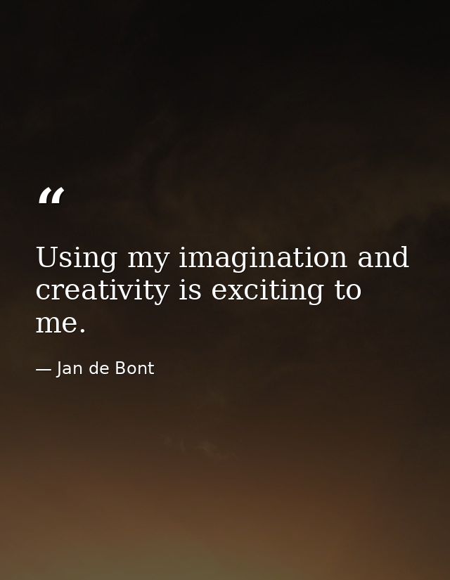 Using my imagination and creativity is exciting to me. — Jan de Bont