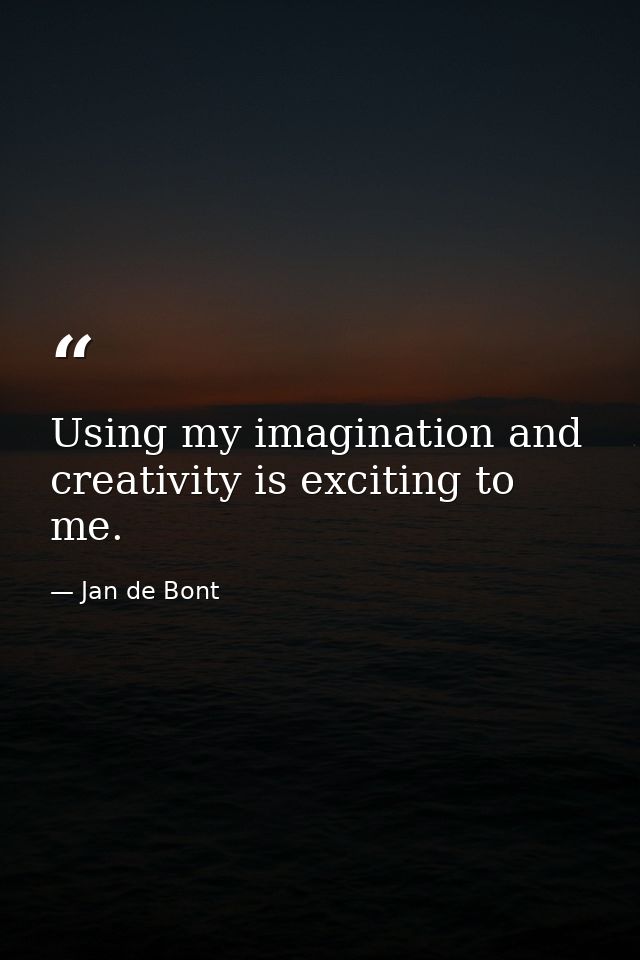 Using my imagination and creativity is exciting to me. — Jan de Bont