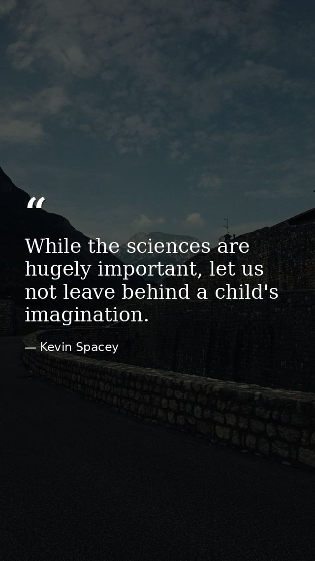 While the sciences are hugely important, let us not leave behind a child's imagination. — Kevin Spacey