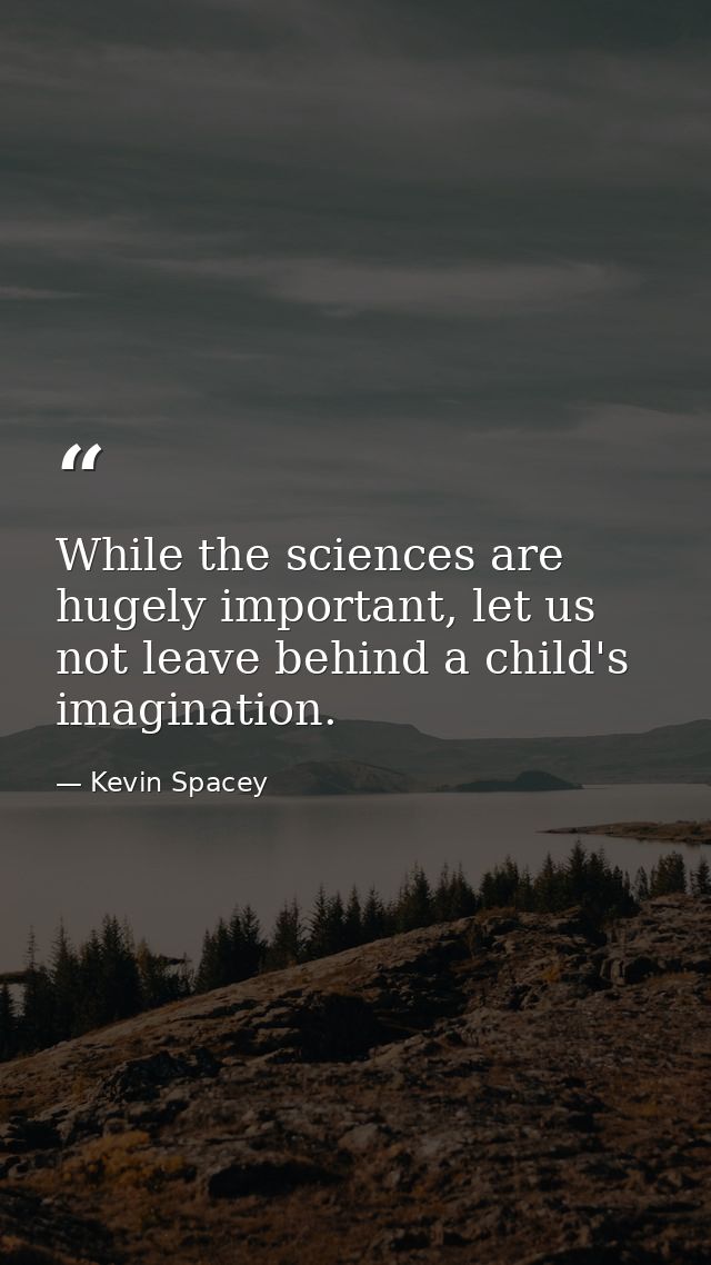 While the sciences are hugely important, let us not leave behind a child's imagination. — Kevin Spacey