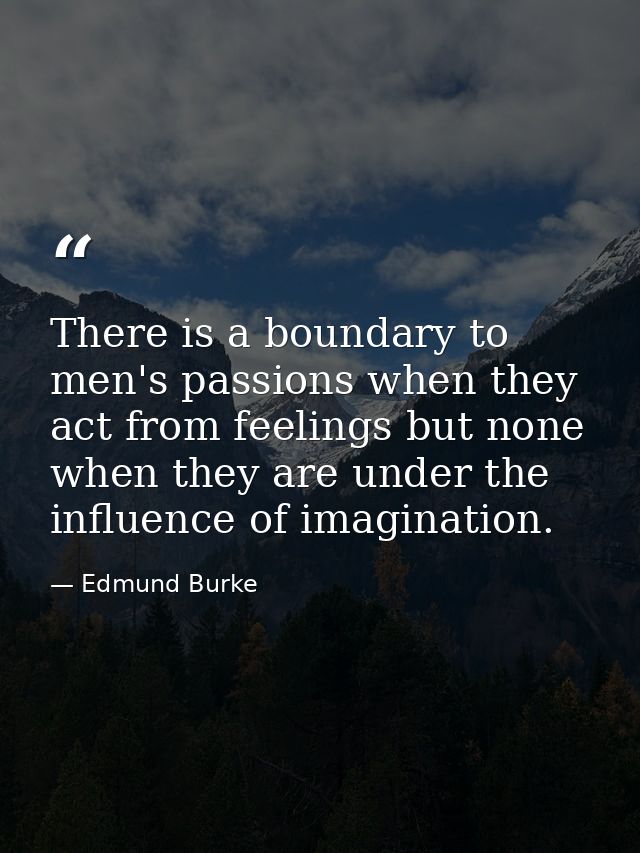 There is a boundary to men's passions when they act from feelings but none when they are under the influence of imaginat — Edmund Burke