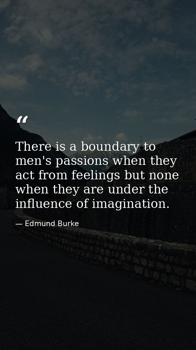 There is a boundary to men's passions when they act from feelings but none when they are under the influence of imaginat — Edmund Burke