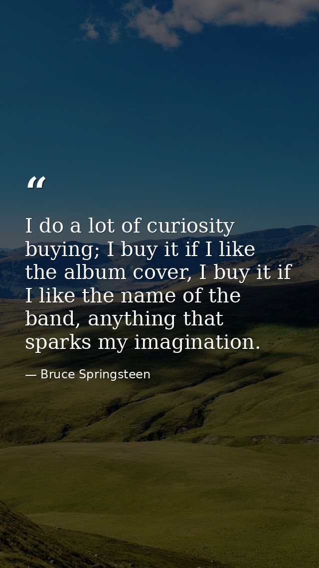 I do a lot of curiosity buying; I buy it if I like the album cover, I buy it if I like the name of the band, anything th — Bruce Springsteen