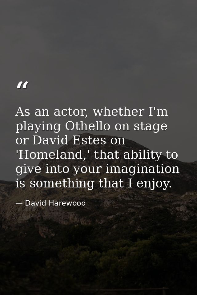 As an actor, whether I'm playing Othello on stage or David Estes on 'Homeland,' that ability to give into your imaginati — David Harewood