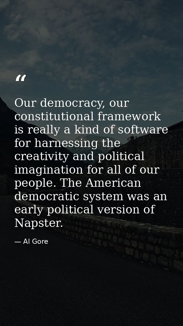 Our democracy, our constitutional framework is really a kind of software for harnessing the creativity and political ima — Al Gore