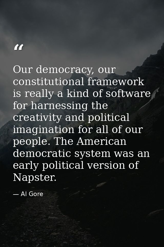 Our democracy, our constitutional framework is really a kind of software for harnessing the creativity and political ima — Al Gore