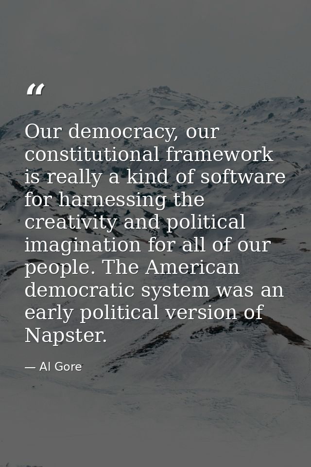 Our democracy, our constitutional framework is really a kind of software for harnessing the creativity and political ima — Al Gore