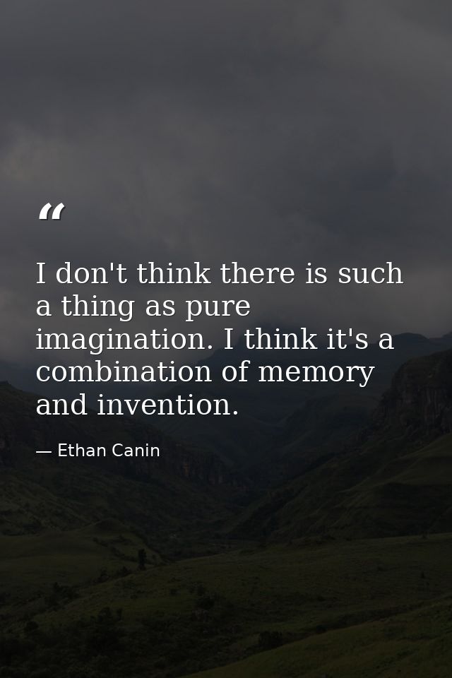 I don't think there is such a thing as pure imagination. I think it's a combination of memory and invention. — Ethan Canin