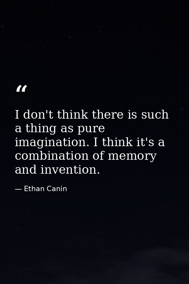 I don't think there is such a thing as pure imagination. I think it's a combination of memory and invention. — Ethan Canin