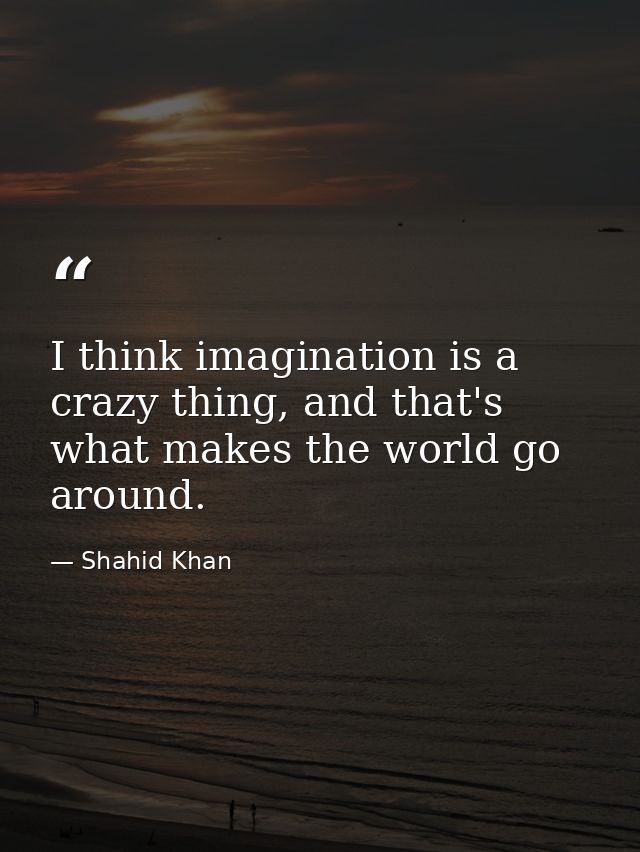 I think imagination is a crazy thing, and that's what makes the world go around. — Shahid Khan