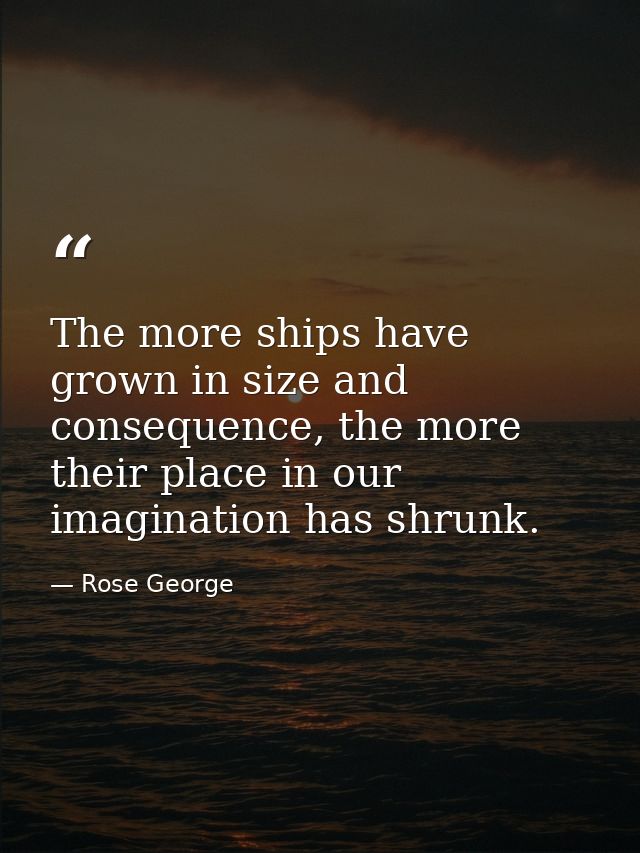 The more ships have grown in size and consequence, the more their place in our imagination has shrunk. — Rose George