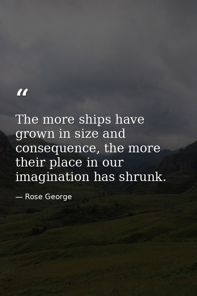 The more ships have grown in size and consequence, the more their place in our imagination has shrunk. — Rose George