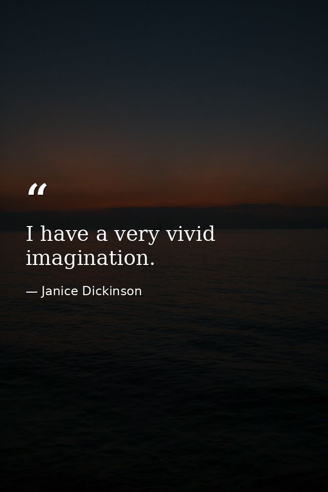 I have a very vivid imagination. — Janice Dickinson