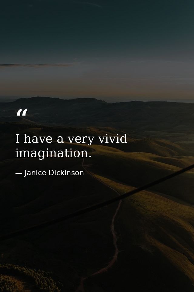I have a very vivid imagination. — Janice Dickinson